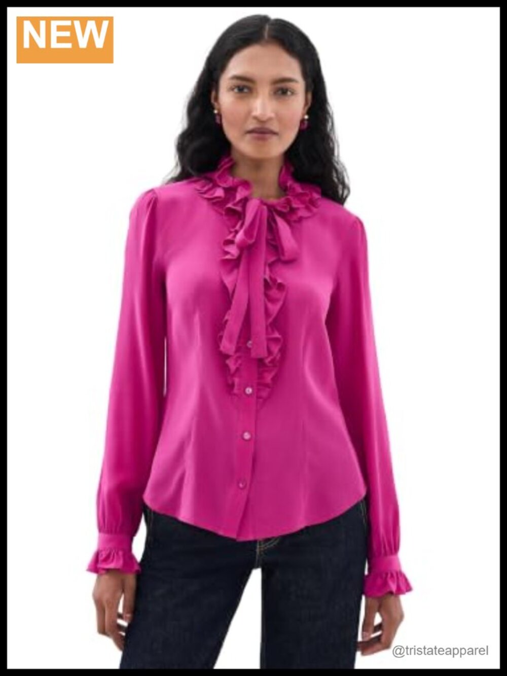 Silk Blouse Long Sleeve Button Cuff Mock Neck Luxe